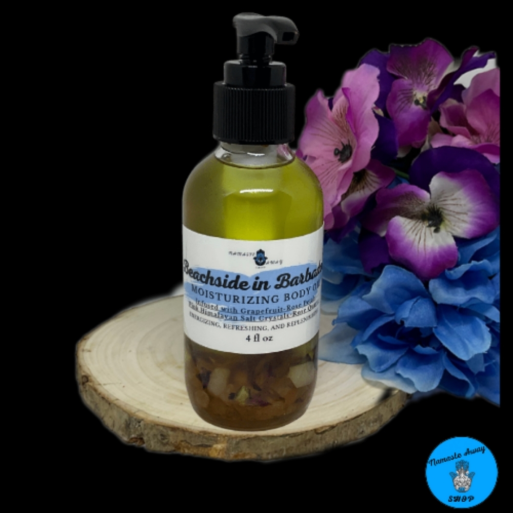 BEACHSIDE IN BARBADOS Pink Himalayan Salt Grapefruit Infused Body Oil 4oz